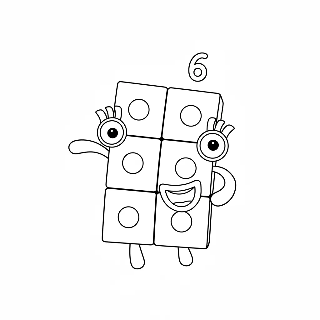 Numberblocks 7 para colorear para niños para imprimir