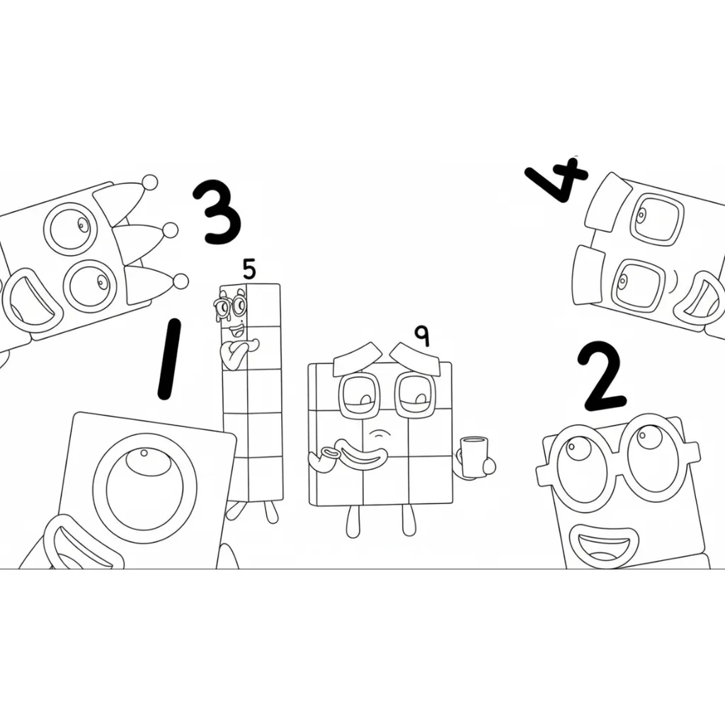 Numberblocks 8 para colorear para imprimir pdf gratis