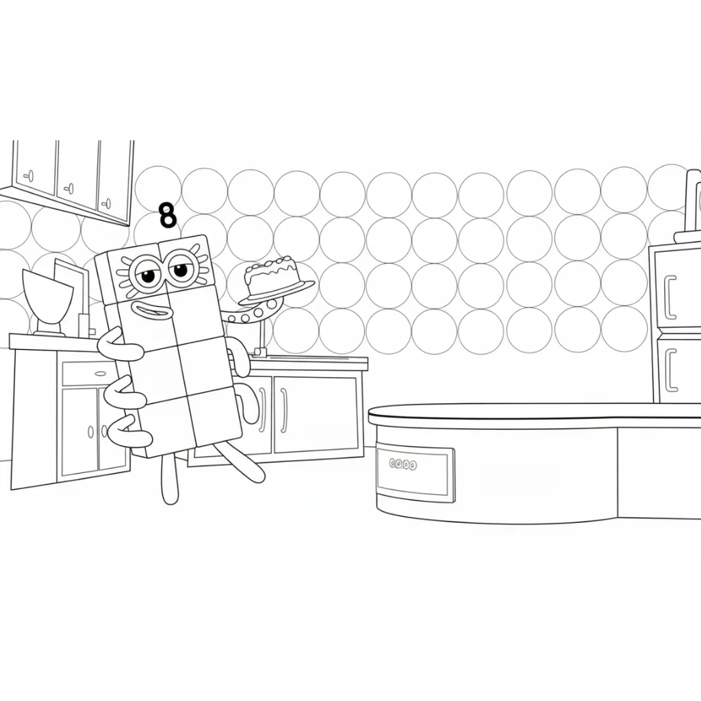 Numberblocks 9 para colorear para imprimir a4