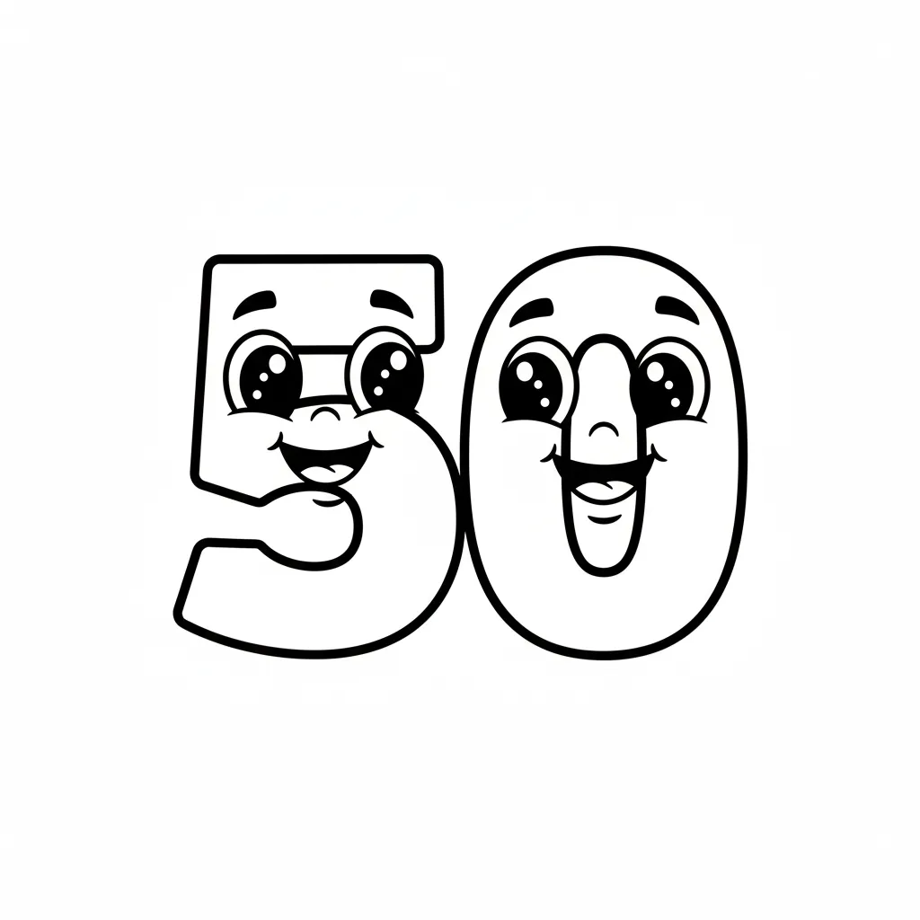 Numeros 50 1 para colorear para niño de 4 años