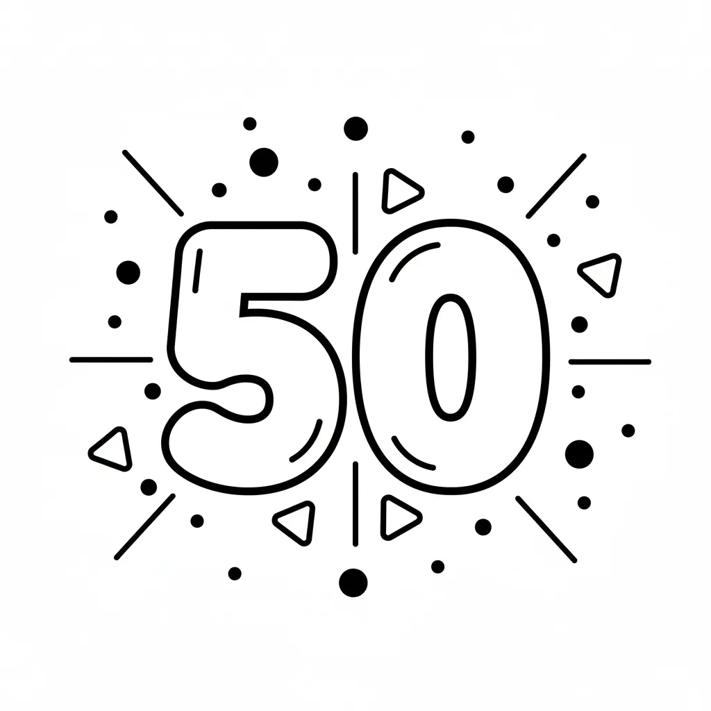 Numeros 50 10 para colorear para niño de 5 años