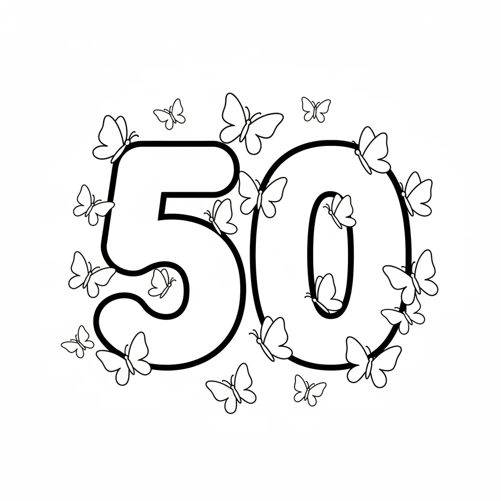 imprimir Numeros 50 14 para colorear para niño