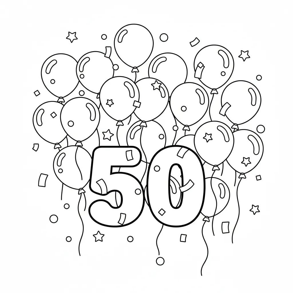 imprimir Numeros 50 15 para colorear gratis