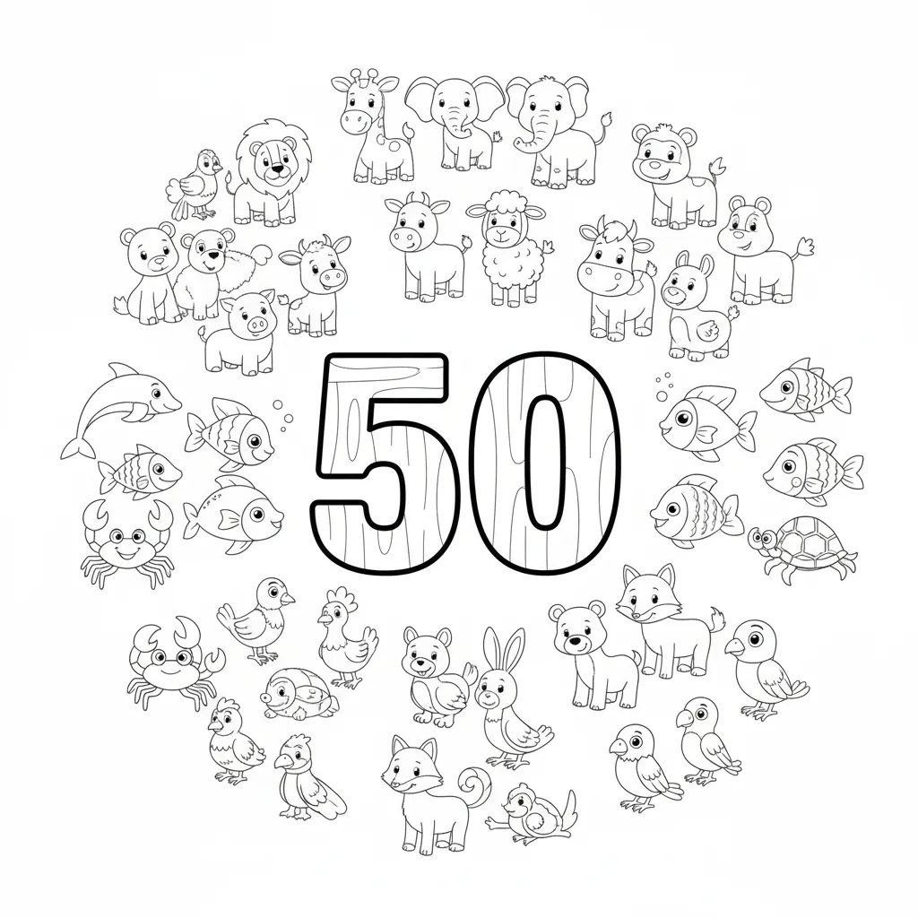 Numeros 50 16 para colorear educativo para niño