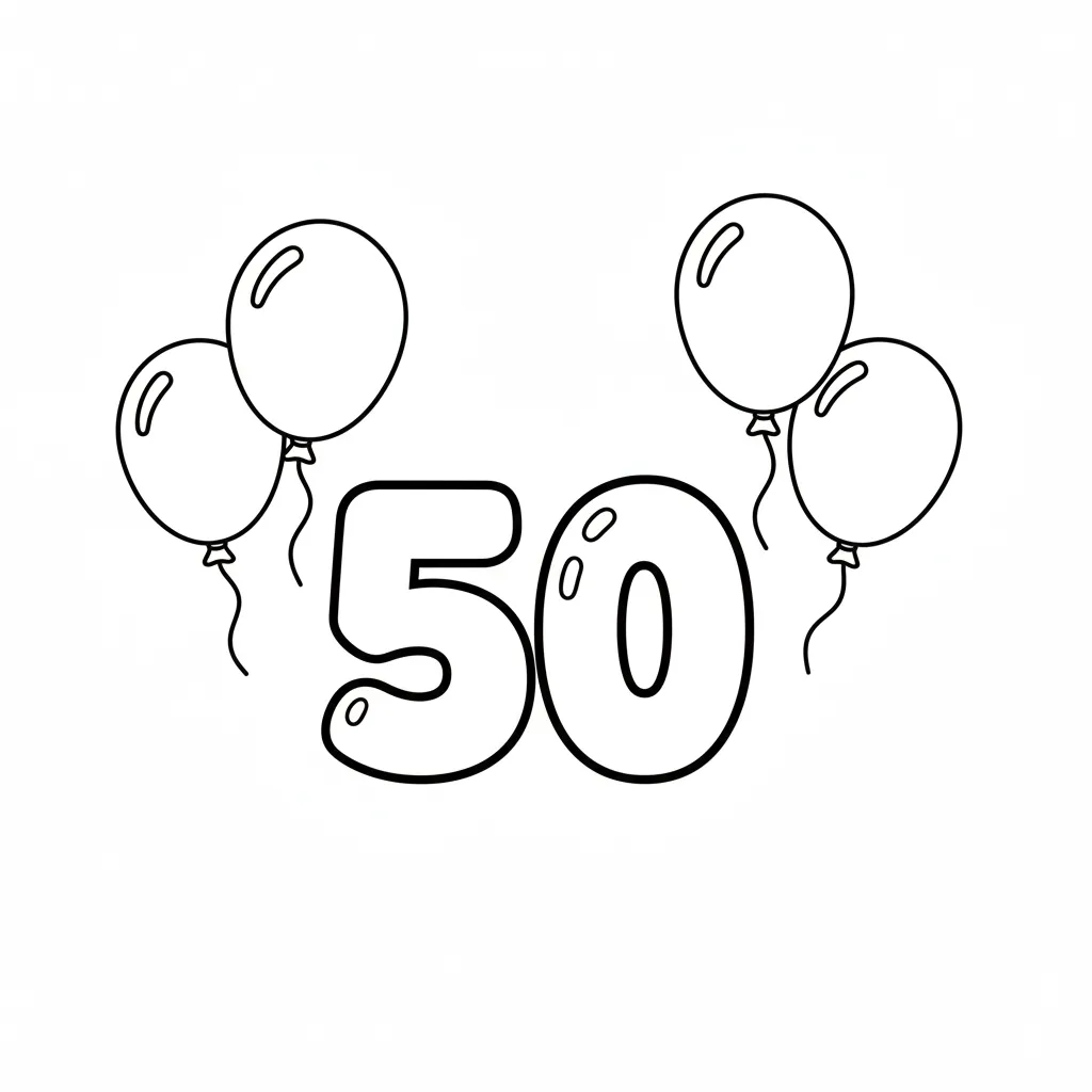 Numeros 50 4 para colorear para niño de 7 años