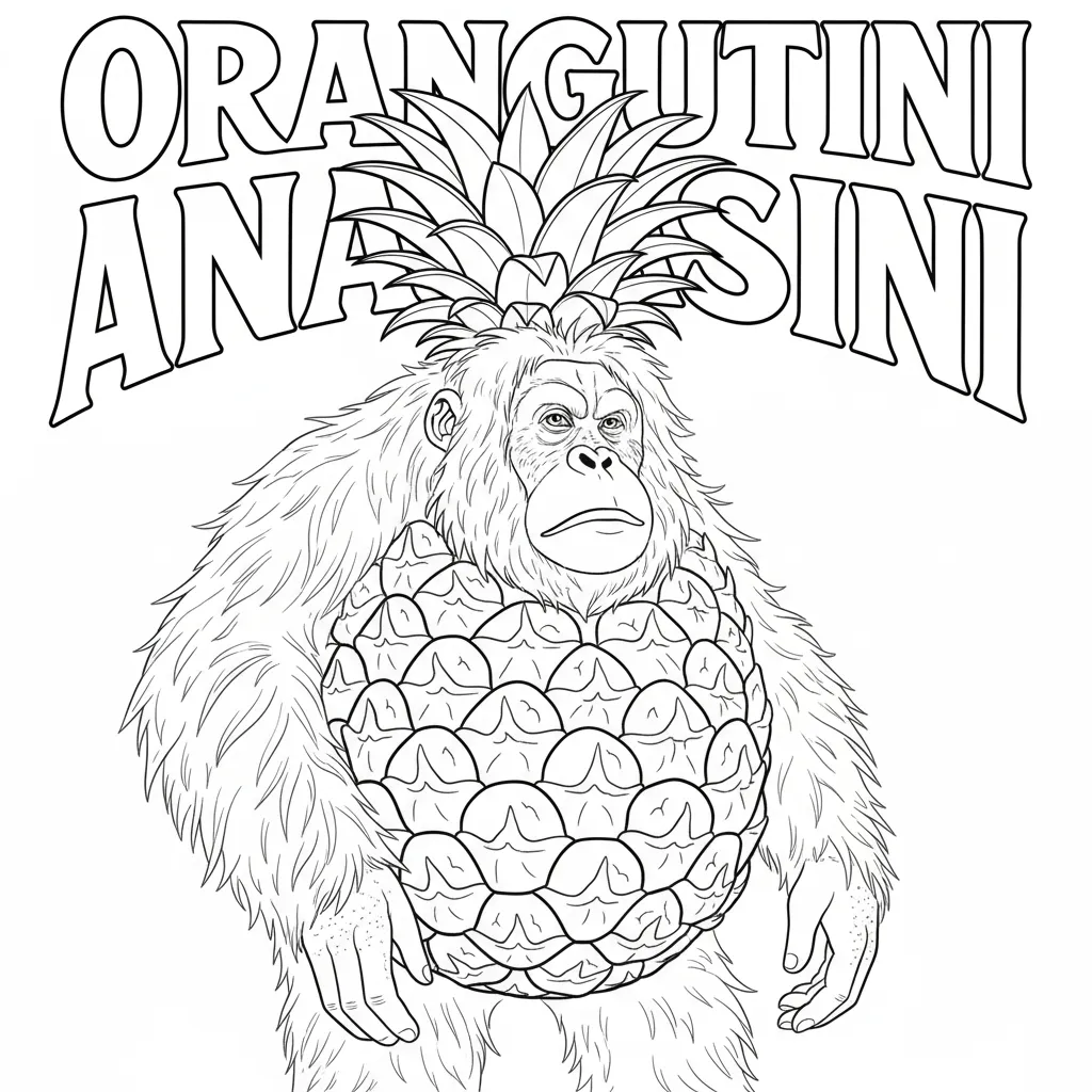 Orangutini Ananasini para colorear para niño de 6 años