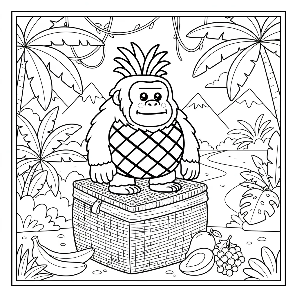 Orangutini Ananasini de niño para colorear para imprimir