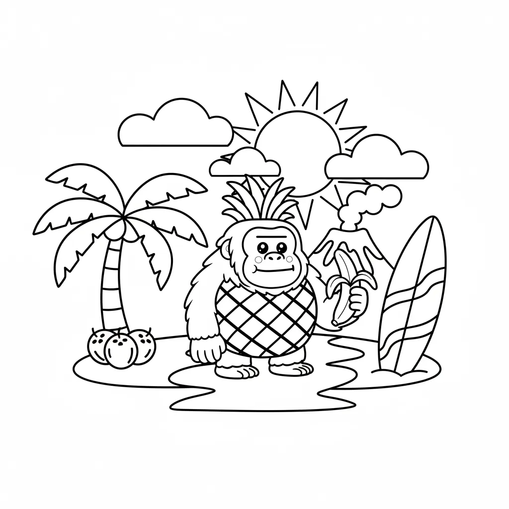 Orangutini Ananasini para colorear para niño de 7 años