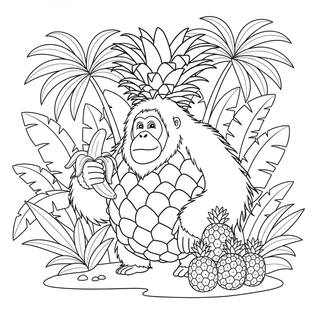 Orangutini Ananasini para colorear para niño de 5 años