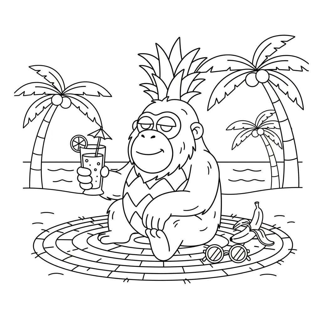 Orangutini Ananasini para colorear para niño de 5 años 1