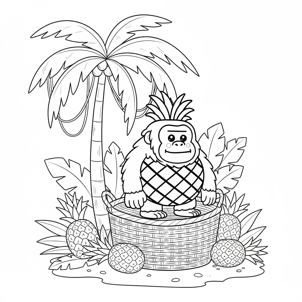 Orangutini Ananasini para colorear y recortar