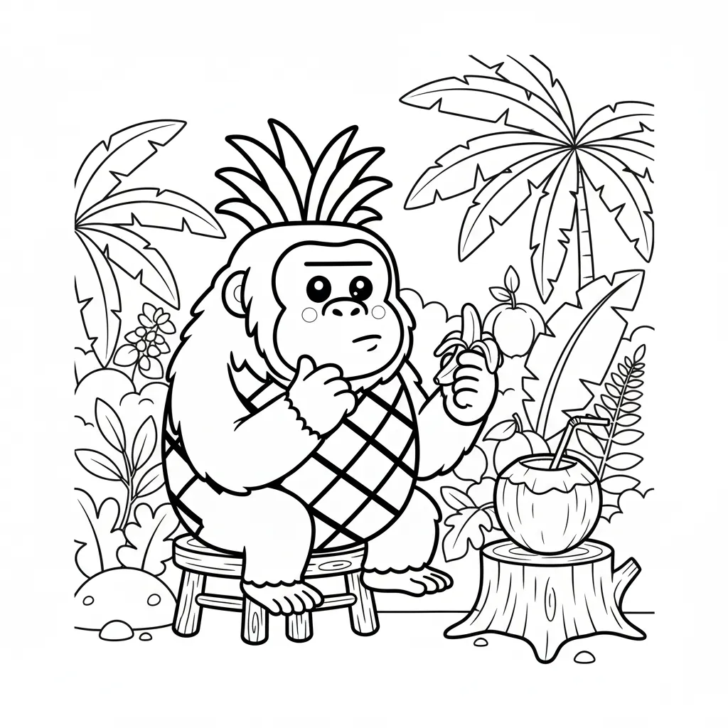 Orangutini Ananasini para colorear para imprimir para niño de 8 años