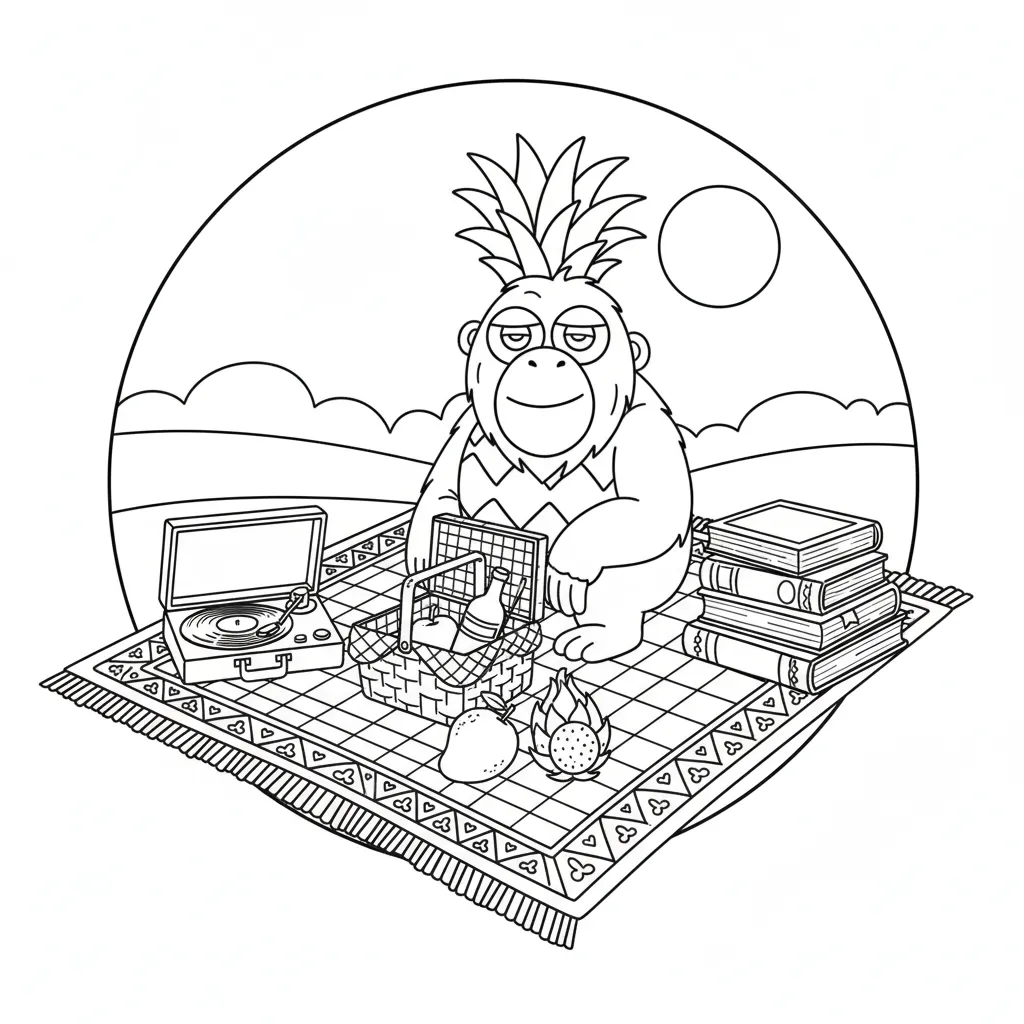 Orangutini Ananasini para dibujar e imprimir 1