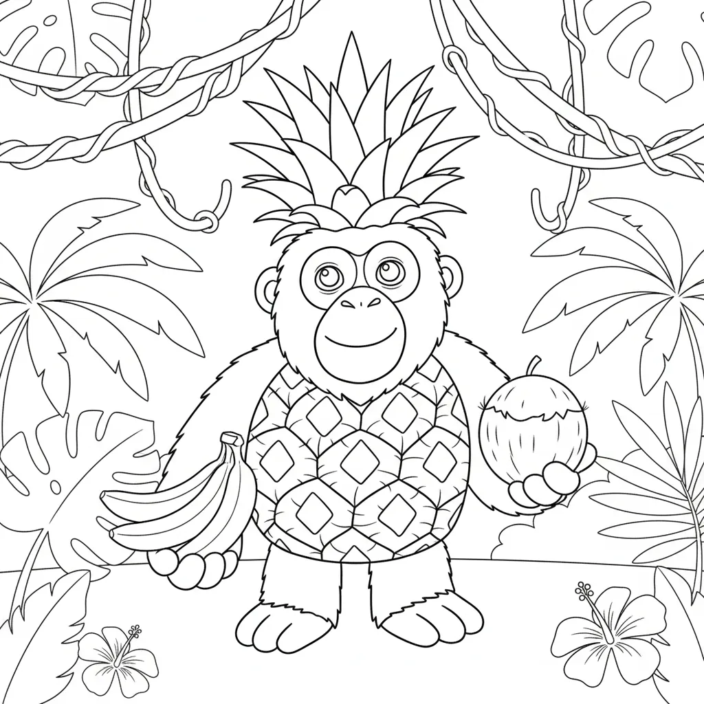 Orangutini Ananasini para colorear para niño de 7 años 1