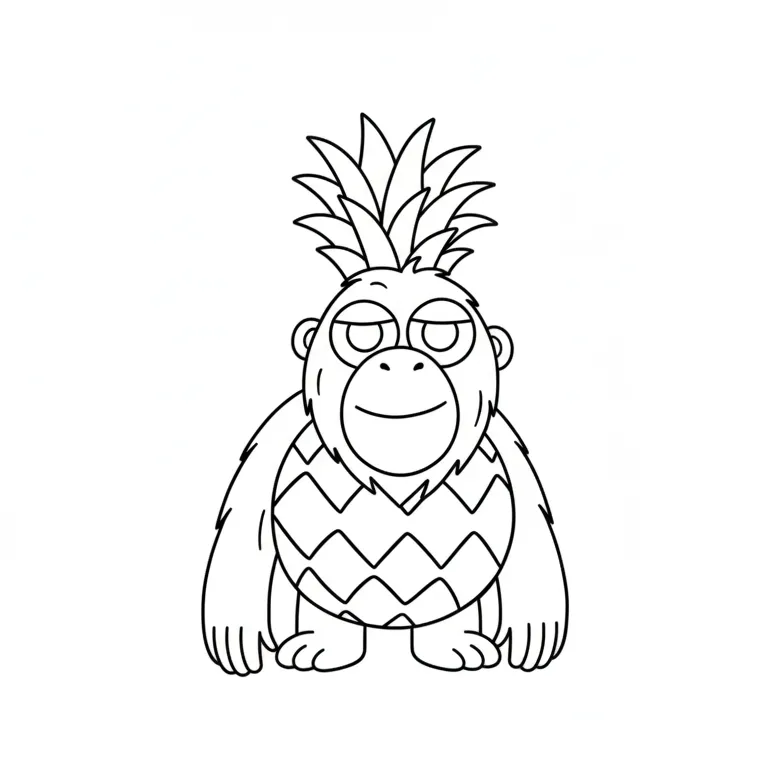 Orangutini Ananasini para colorear para niño de 2 años