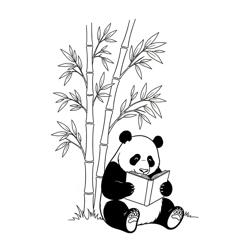 Oso Panda para colorear para niño de 7 años