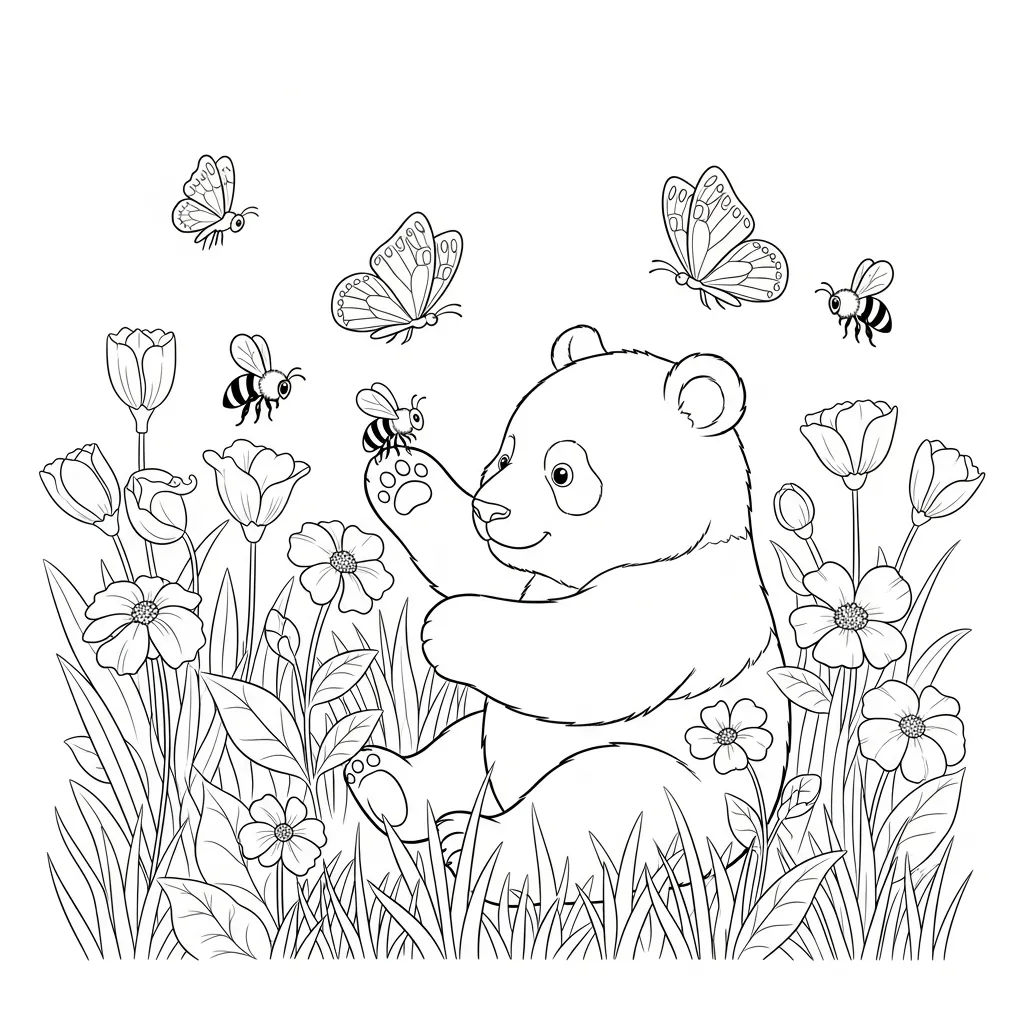 Oso Panda para colorear para imprimir gratis