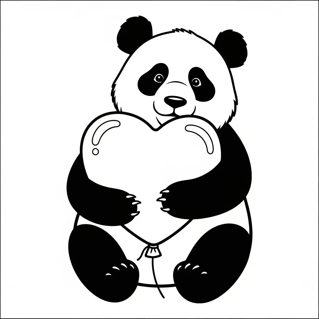 Oso Panda para colorear gratis en línea 1