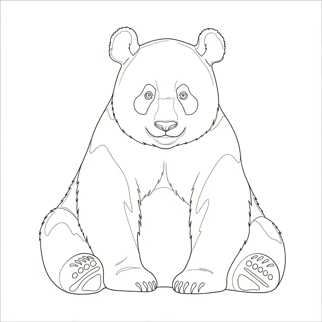 Oso Panda para colorear educativo para niño