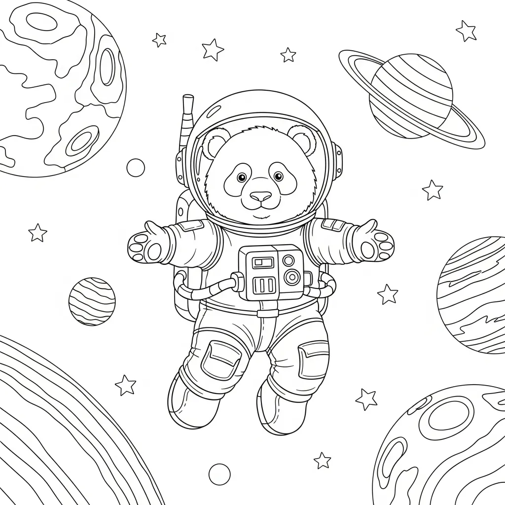 Oso Panda para colorear para niño de 2 años