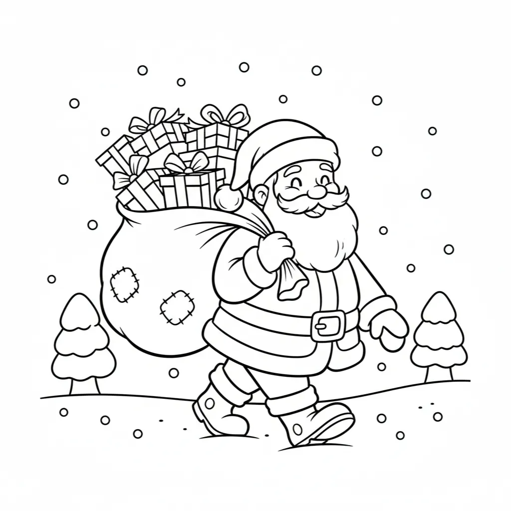 Papá Noel5 para colorear para imprimir para niño de 8 años