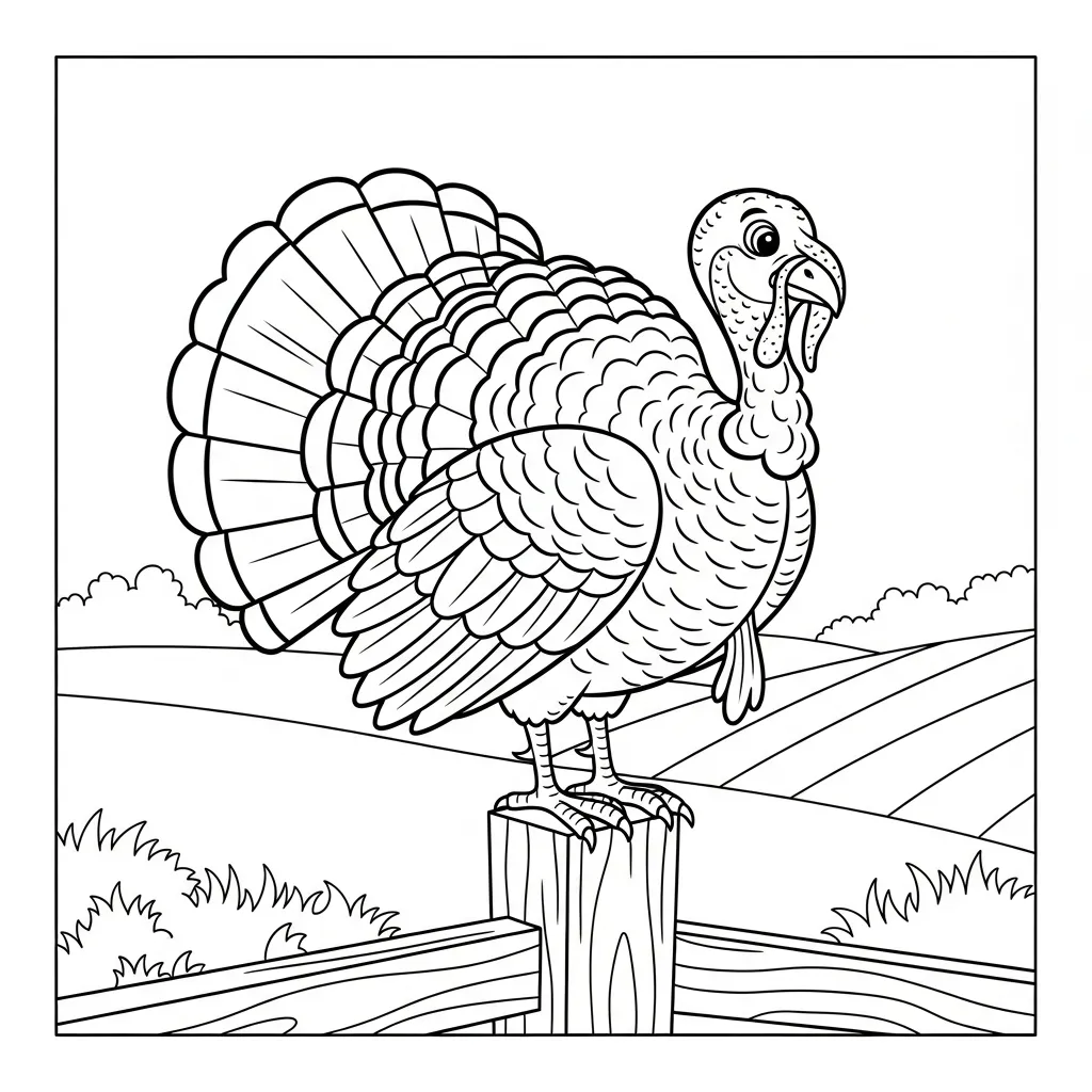 Pavo De Acción De Gracias para colorear para niño de 3 años