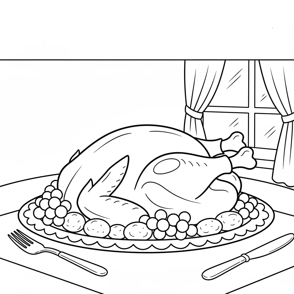 imagen para colorear Pavo De Acción De Gracias niño