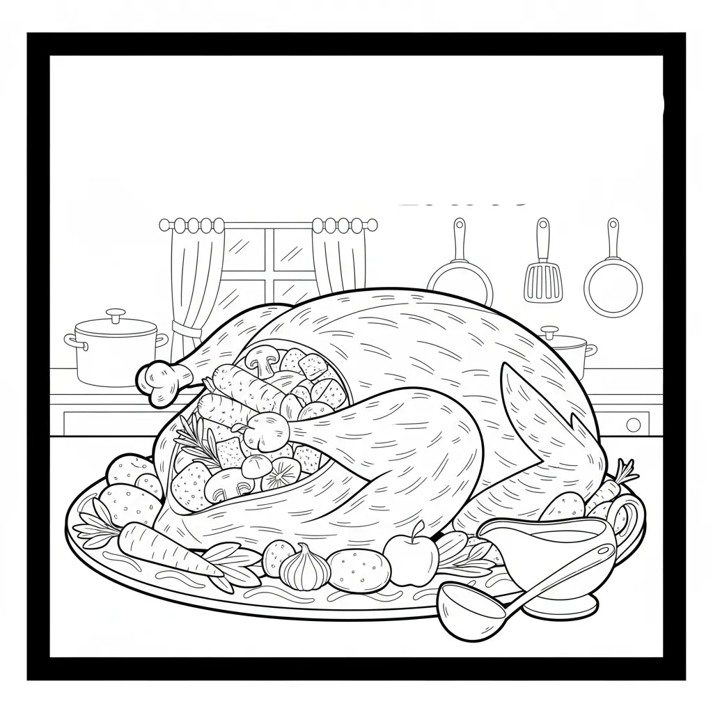 Pavo De Acción De Gracias para colorear para imprimir para niño de 12 años