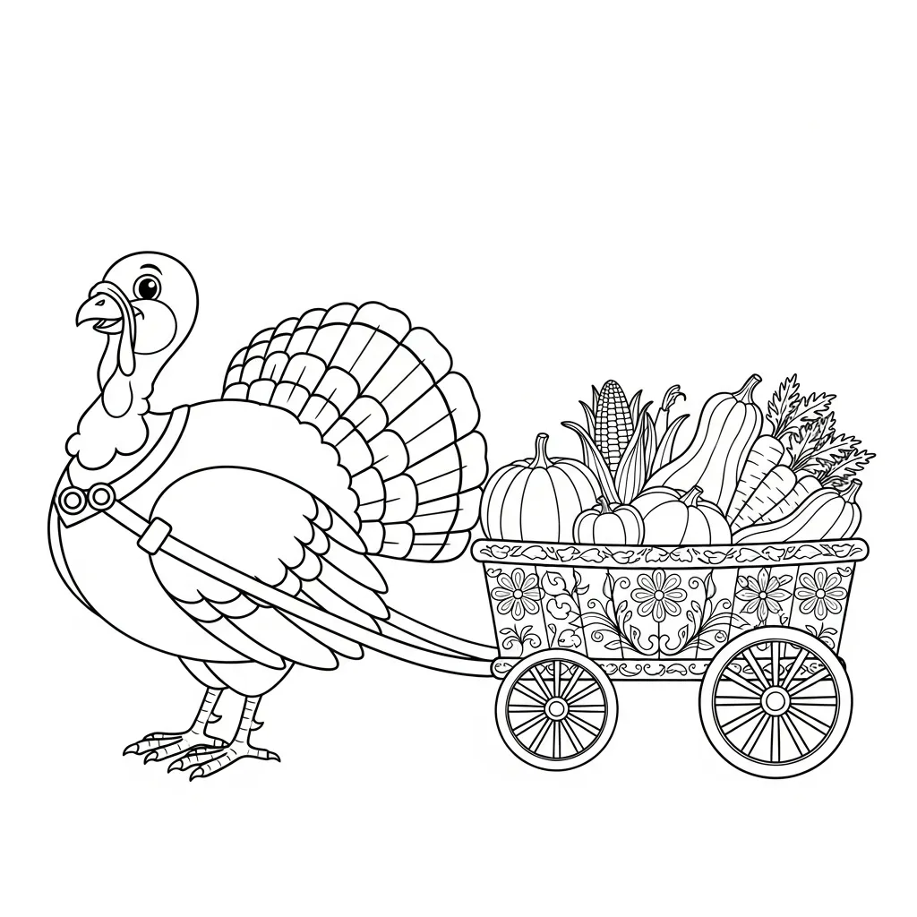 Pavo De Acción De Gracias para colorear para imprimir para niño de 6 años