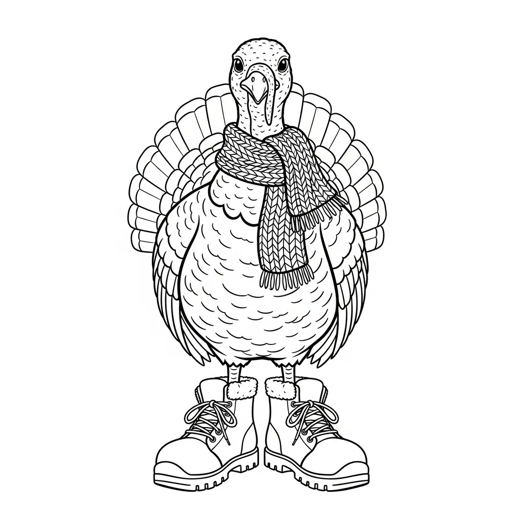 Pavo De Acción De Gracias para colorear para imprimir para niño de 8 años