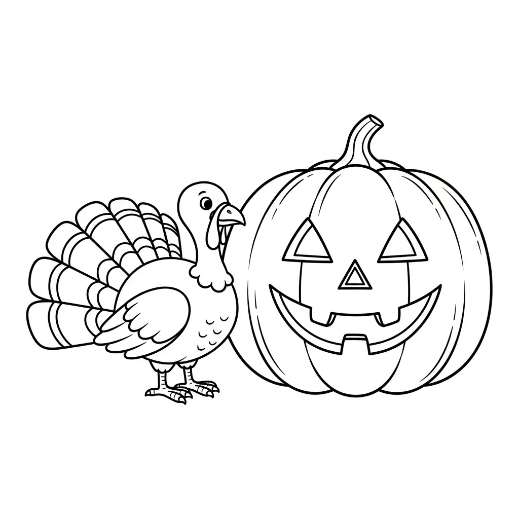 Pavo De Acción De Gracias para colorear para niño de 10 años