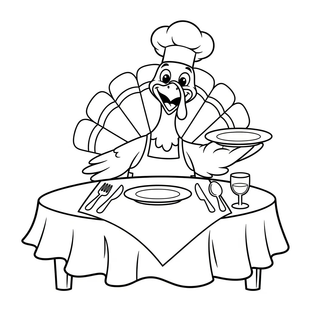 Pavo De Acción De Gracias para colorear para niño para imprimir 1