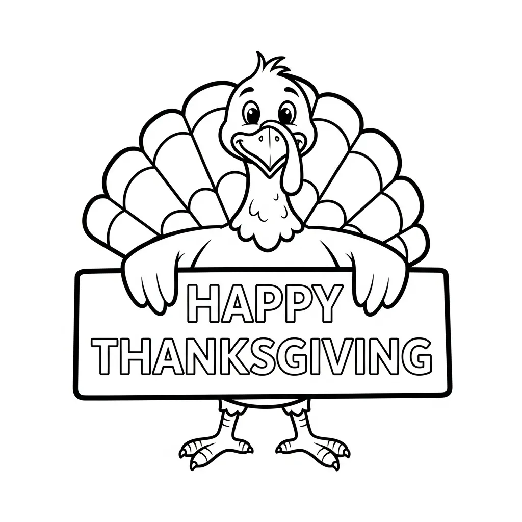 Pavo De Acción De Gracias para colorear para niño de 6 años