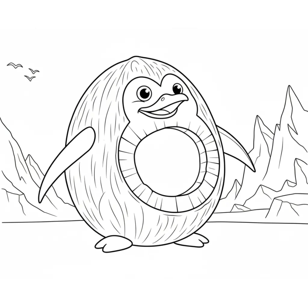 Penguino Cocosino 1 para colorear para niño de 3 años