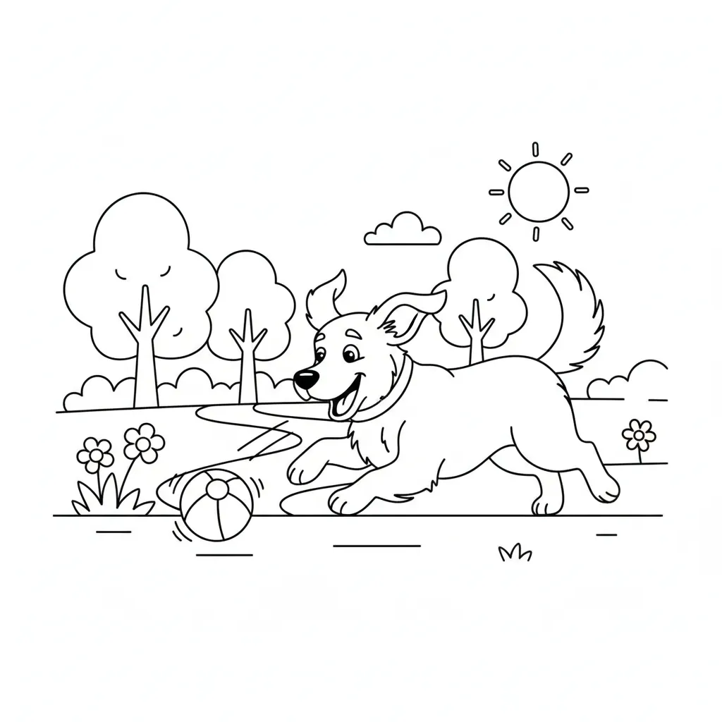 Perro 7 para colorear para imprimir para niño de 12 años