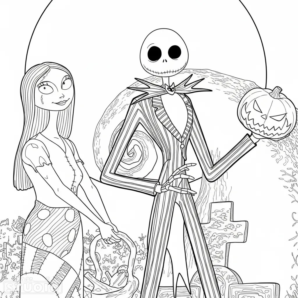 Pesadilla Antes de Navidad para colorear para imprimir para niño de 8 años