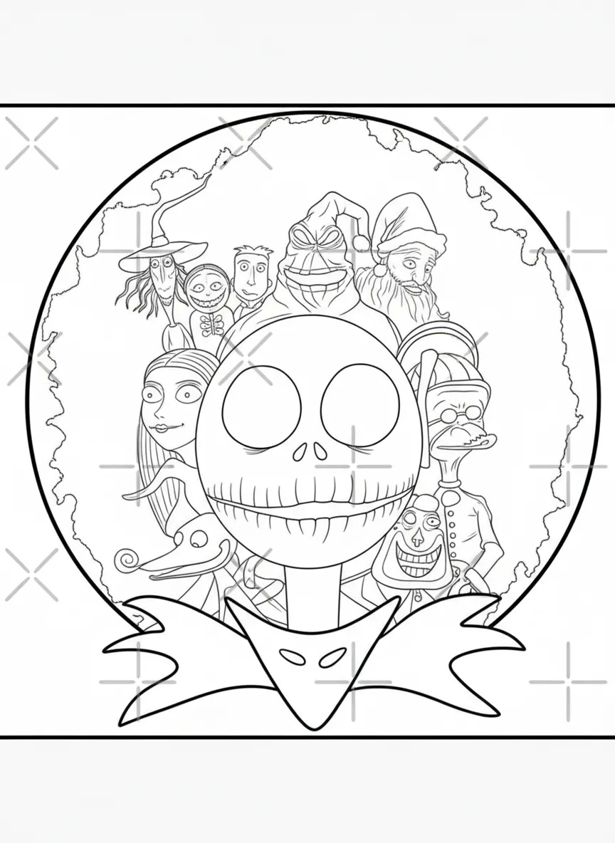 Pesadilla Antes de Navidad para colorear para imprimir gratis