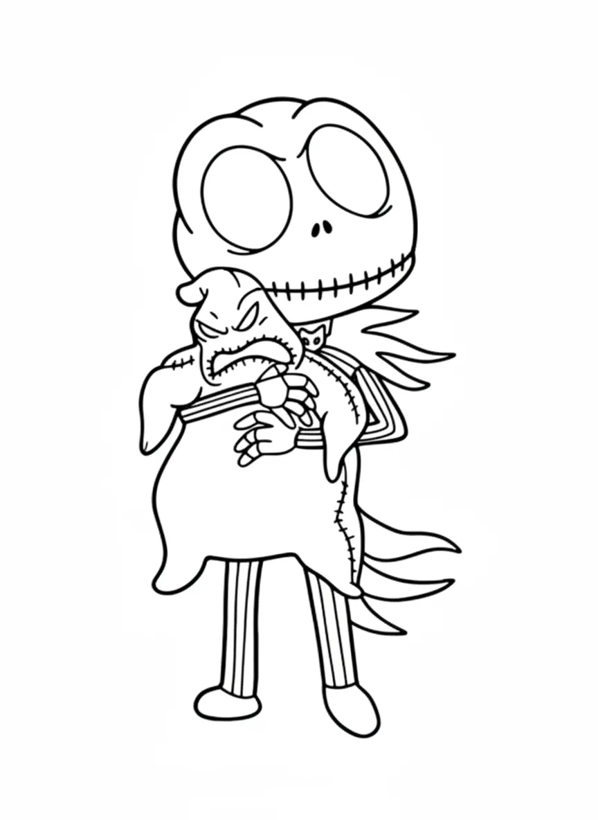 Pesadilla Antes de Navidad para colorear y recortar para imprimir gratis