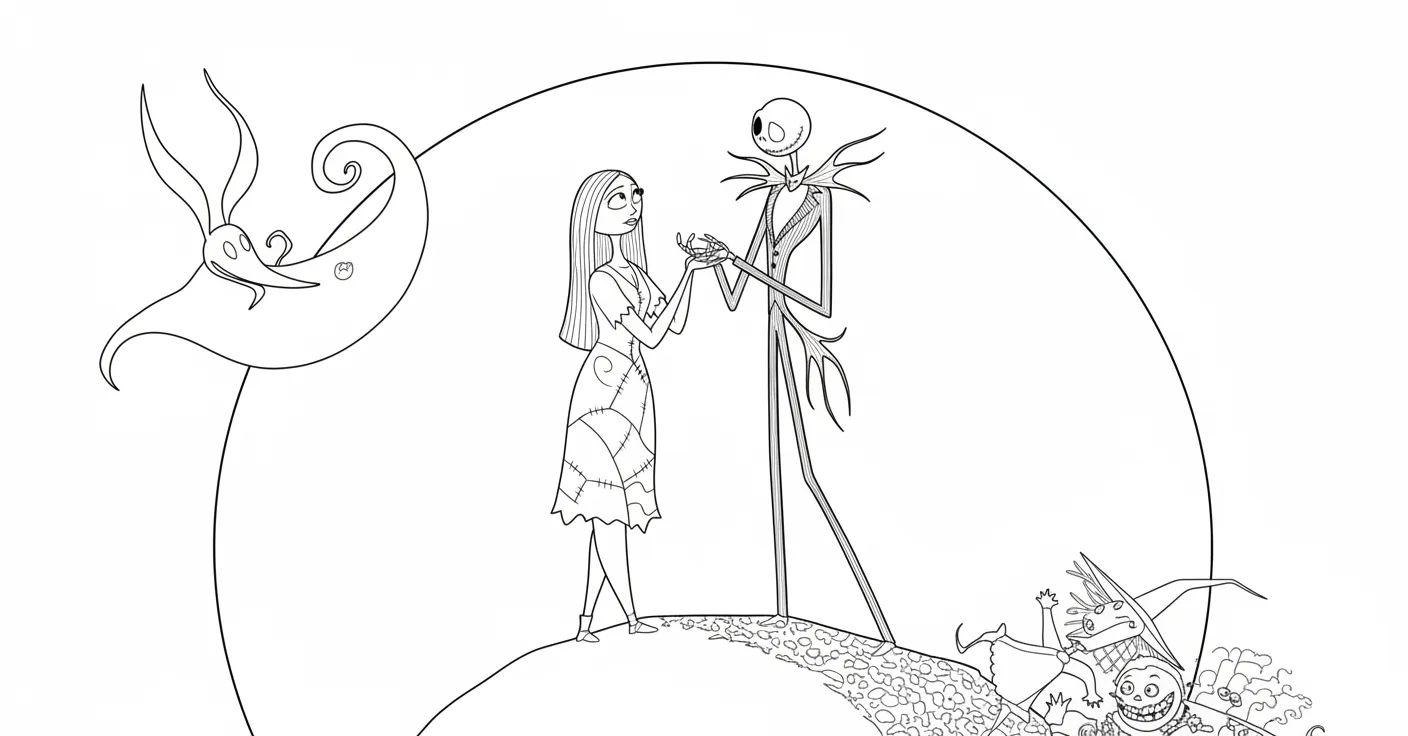 imprimir Pesadilla Antes de Navidad para colorear gratis