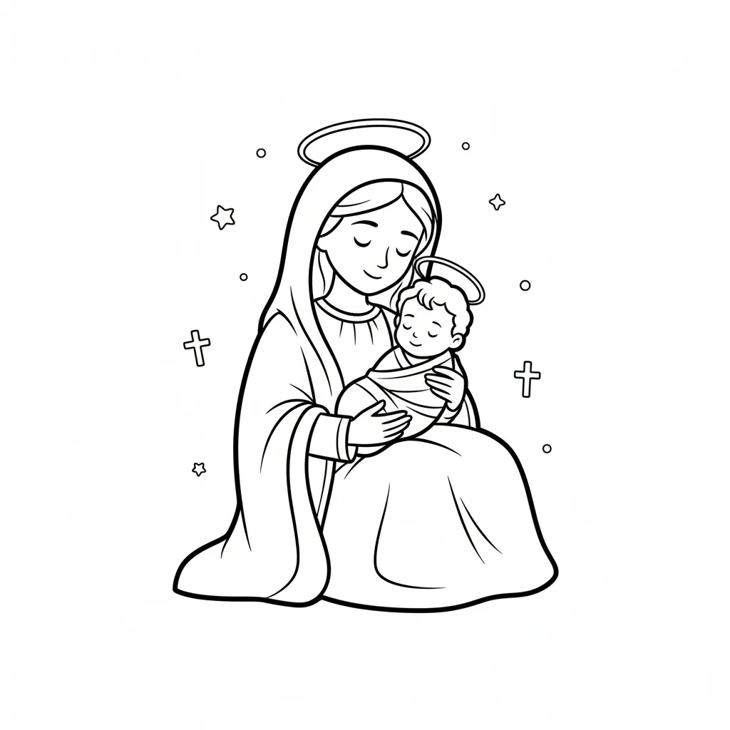 imagen para colorear Pesebre 10 niño