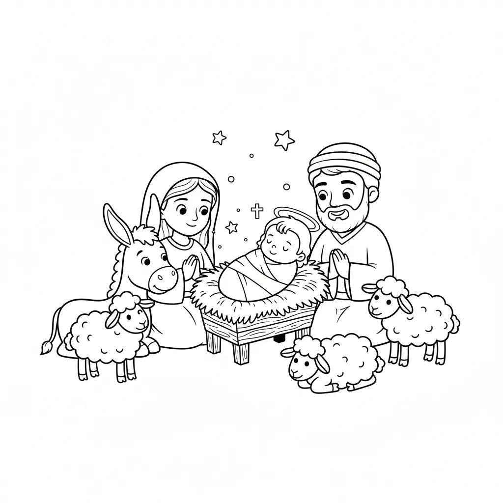 Pesebre 11 para colorear para imprimir para niño de 7 años