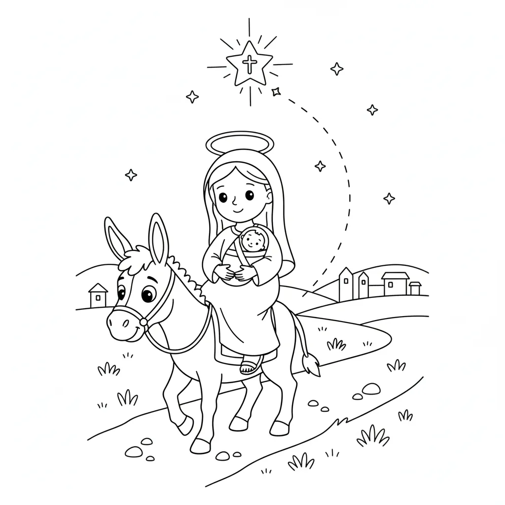 Pesebre 13 para colorear para imprimir para niño de 12 años