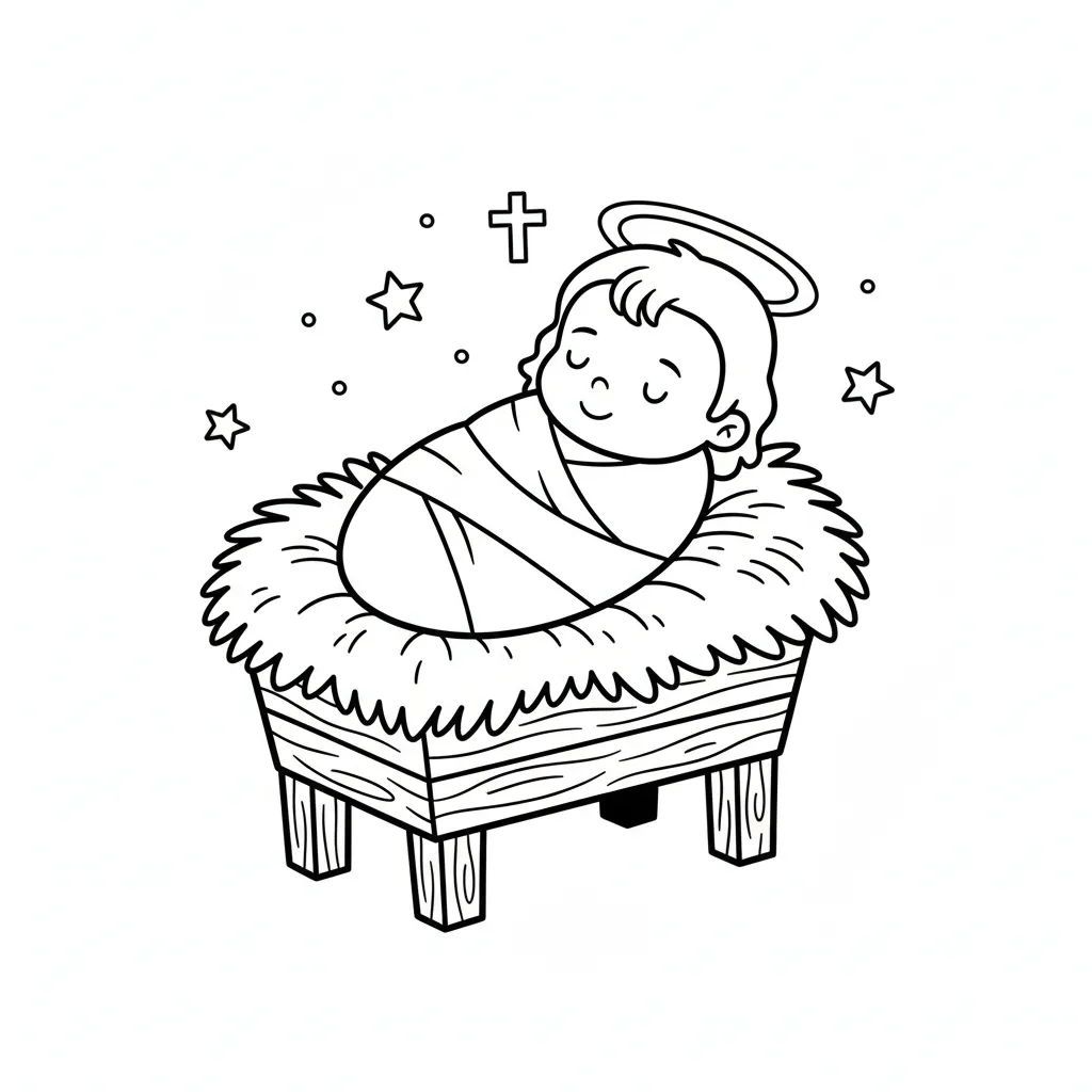 Pesebre 14 para colorear para descargar