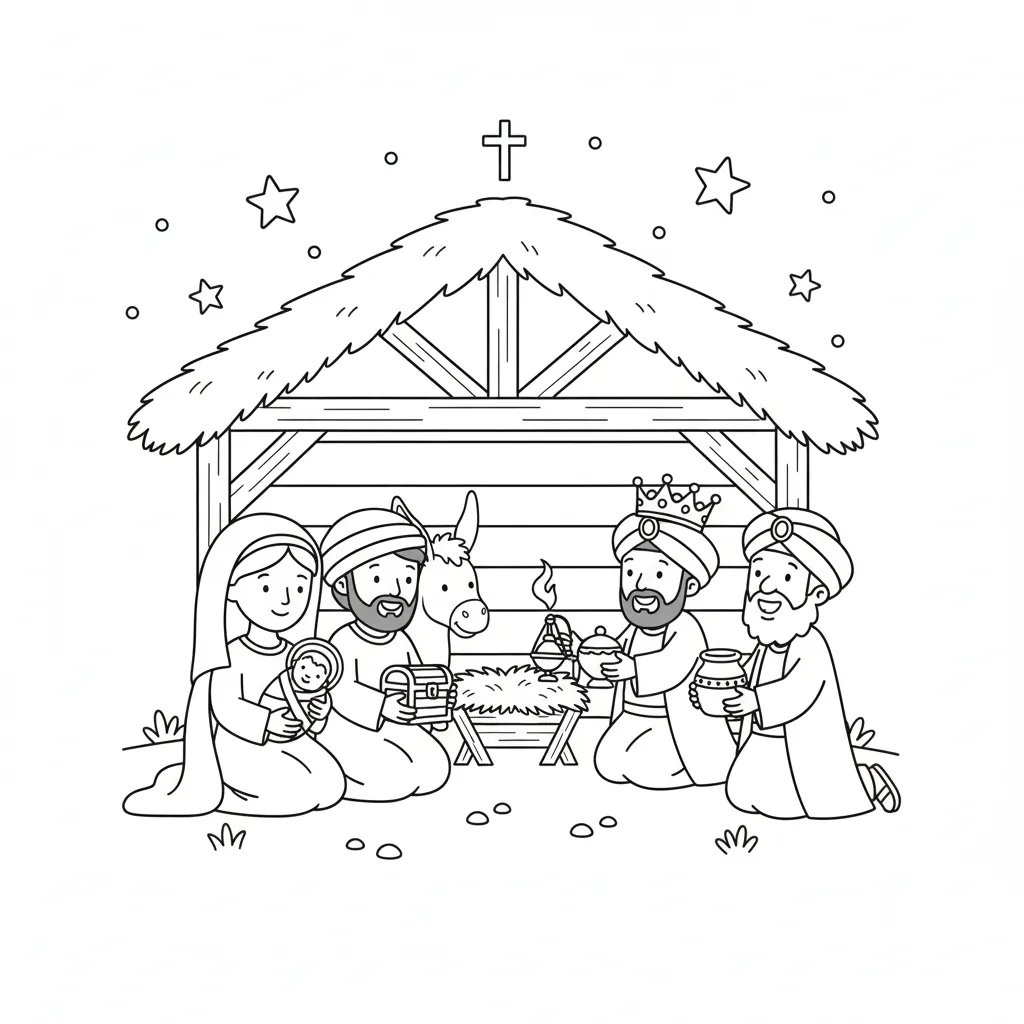 Pesebre 15 para colorear para imprimir para niño de 4 años