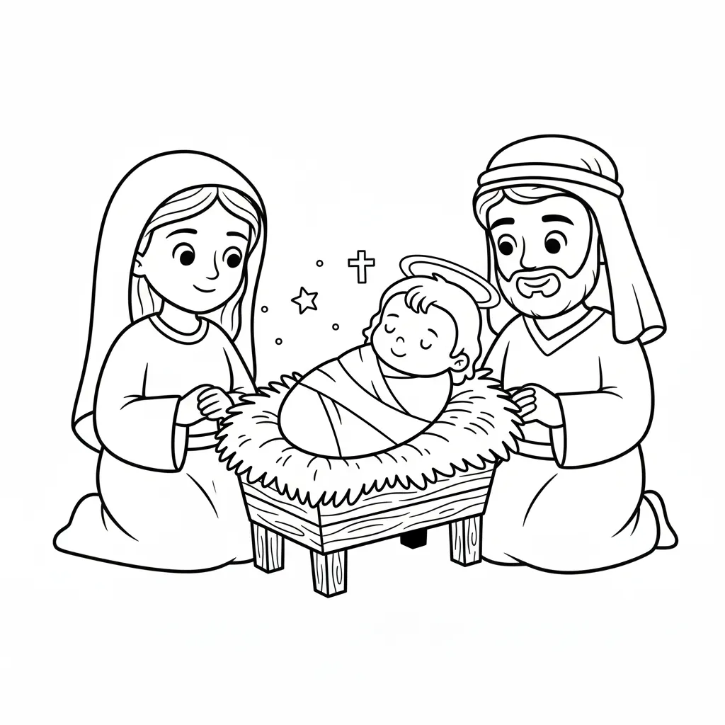 Pesebre 16 para colorear gratis para imprimir