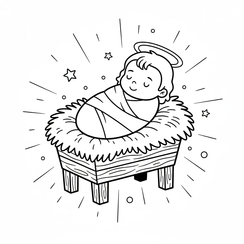 Pesebre 2 para colorear para niño gratis