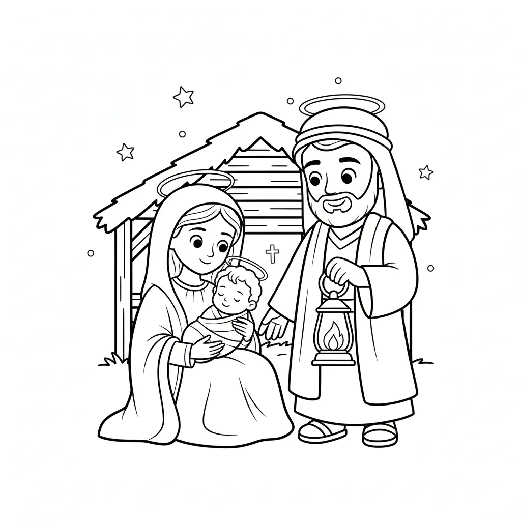 Pesebre 8 para colorear educativo para niño