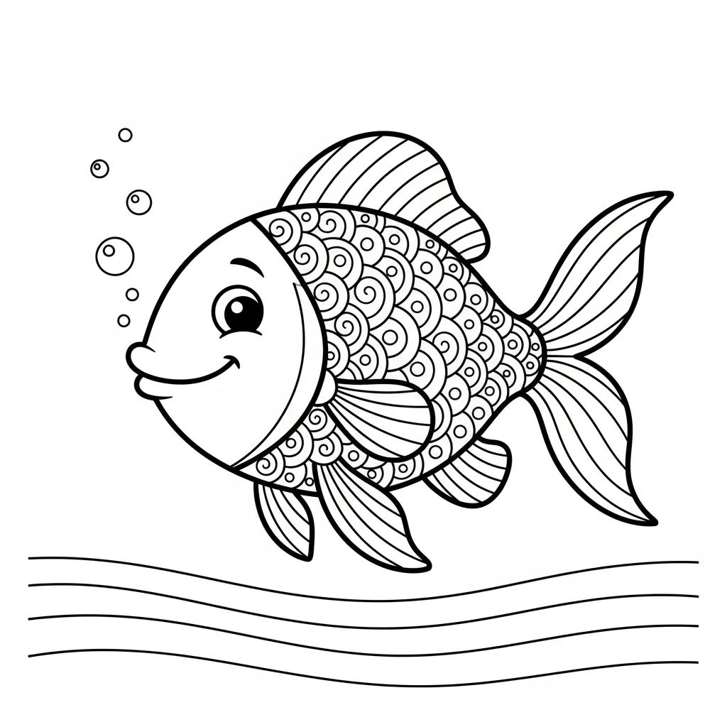 Pez 4 de niño para colorear para imprimir