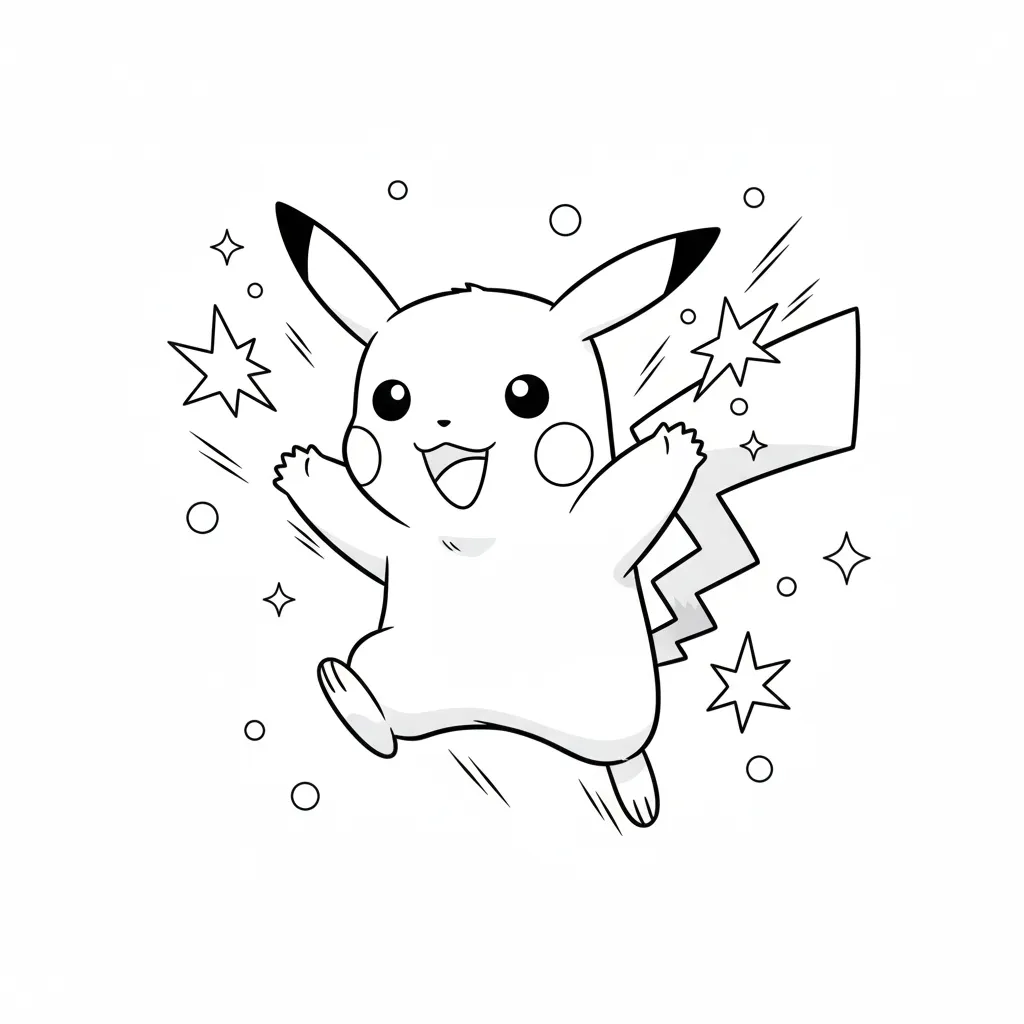 Pikachu 14 para colorear para niño de 2 años