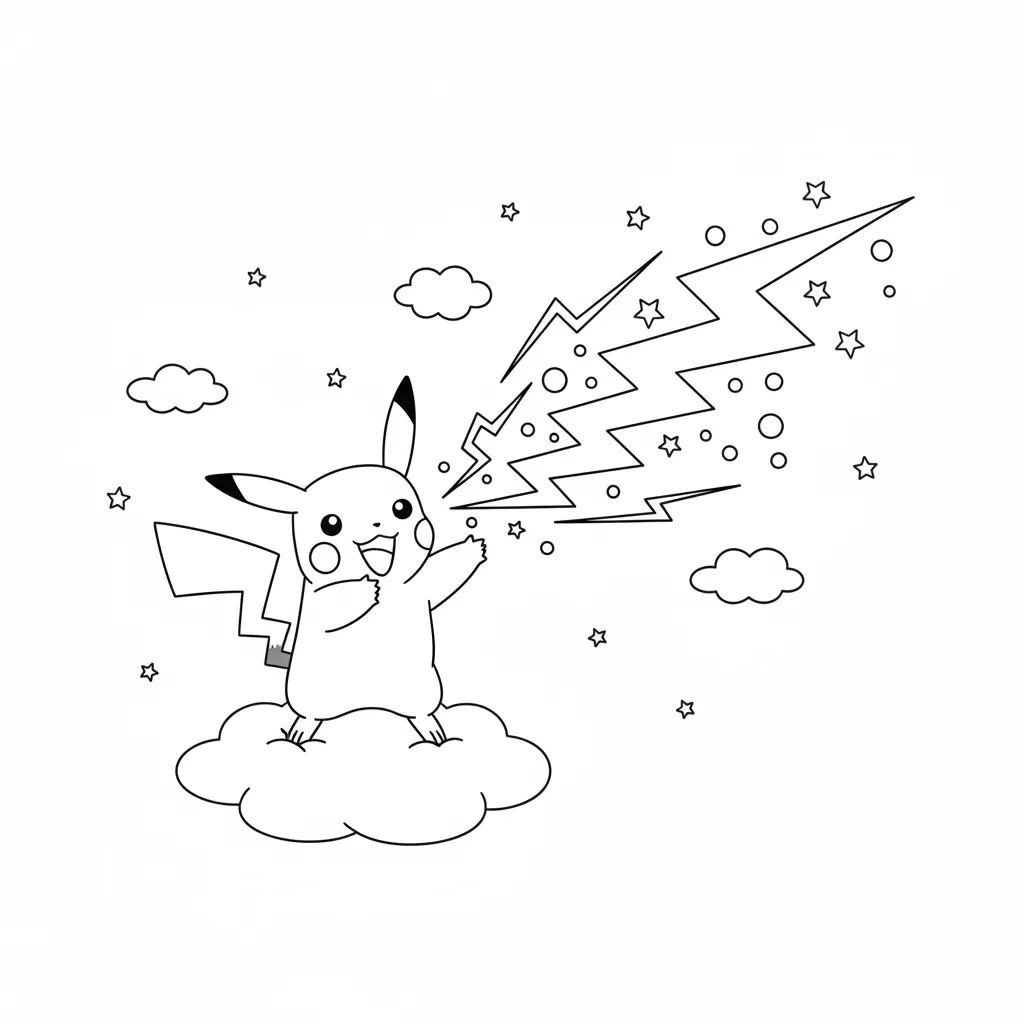 Pikachu 4 para colorear en línea